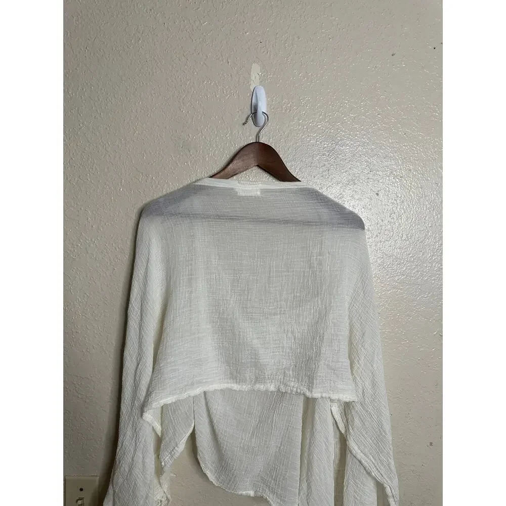 The Handloom Los Angeles Cotton Gauze Wrap Shawl Poncho Ivory One Size